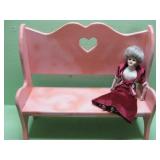 25 X 10 X 22 Wood Bench With Doll