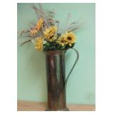 19' Tall Brass Vase with Dried Sunflowers