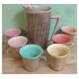 Vintage Plastic Basket Weave Drink Set