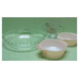 Pyrex Pie Plate, Fire King Bowls & Anchor Hocking