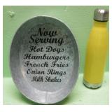 Metal Serving Tray & Water Bottle