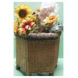 Wicker Basket With Artificial Flowers