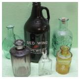 Vintage Collectible Bottles with Red Wing Brewery
