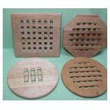 Four Assorted Wood Hot Plate Trivets