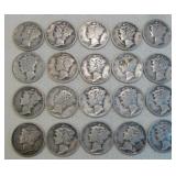 Twenty Mercury Head Silver Dimes - Assorted Dates