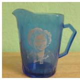 1930s Shirley Temple Cobalt Blue Glass Pitcher