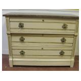 40 X 17 X 30 Antique Granite Top 3 Drawer Dresser