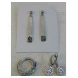 Three Pair Sterling Silver Earrings - Hallmarked