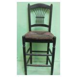 Wood 25' Bar Stool With Rattan Seat