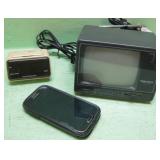 Vintage Portable TV, Alarm Clock & Phone