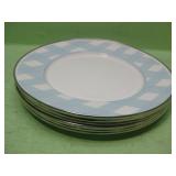 Six Formation Enamel Metal Rim Checked Blue Plates