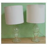Pair of 21' Tall Glass Table Lamps - Works