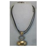 Heavy Metal Pendant On Leather Cord Necklace