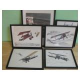 Six Assorted Framed Airplane Prints