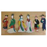 Six Hand Crafted Paper & Cloth Dolls
