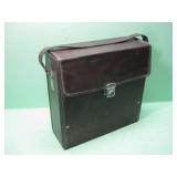 Leather Record Carry Case & 16 Assorted LP Vinyls