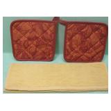 Two Ikea Hostagille Pot Holders With A Dish Towel