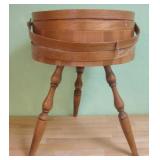 22' Three Leg Wood Sewing Stand / Basket