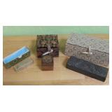 Three Japanese Carved Stone Stamps In Boxes