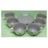 Grey Tea Cups And Saucers Signed By A. College