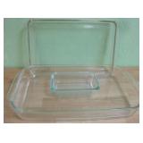 Three Assorted Size Pyrex Baking Dishes