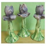 Three Bentson-West Italy 8' Ceramic Candle Holders