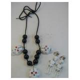 Plastic Skull Necklace & Plastic Skeleton Earrings