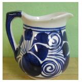 Talavera Style Blue & White Ceramic Pitcher
