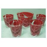 Vintage Cora Red Bandana Five Piece Glass Set