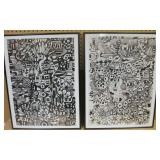Two 18 X 24 Framed Abstract Prints