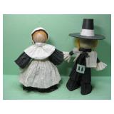 Two 14' Corn Husk Pilgrim Figures