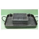 Galvanized Metal Handled Tray & Organizer