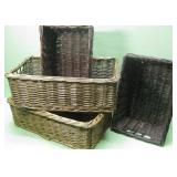Four Vintage Woven Wicker Baskets