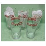 Five 12 Ounce Vintage Red Letter Coca-Cola Glasses