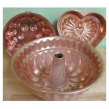 Three Copper Jell-O Molds