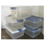 Five 12 Quart Rubbermaid Storage Boxes With Lids
