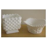 Two Vintage Milk Glass Vases - 4' & 5'