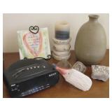 Assorted Decor Items With Working Clock Radio