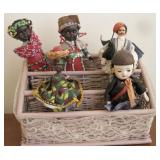 Basket With Five Assorted Dolls As Shown