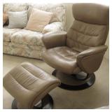 Leather Barca Lounger Recliner With Ottoman