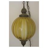12' Vintage Hanging Swag Glass Lamp With Basket