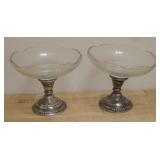 Two 5' Weighted Sterling & Removable Glass Dishes