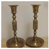 Pair Of 7' Brass Candle Holders
