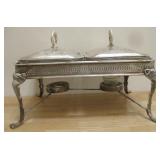 Two Glass Dish Silver Plate Double Food Warmer