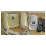 Two Remotes & Two Vintage Phones