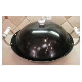 Large Black With Decorative Handles Wok