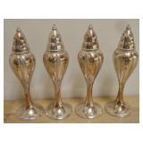 Four Silver Plate Salt & Pepper Shakers
