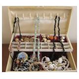 Vintage Jewelry Box & Contents - Costume Jewelry