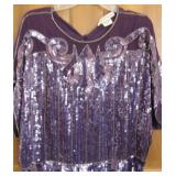 Carolyn Barton 100% Silk Sequined Top Velvet Pants