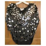 Argenti 100% Silk Sequined Black Top